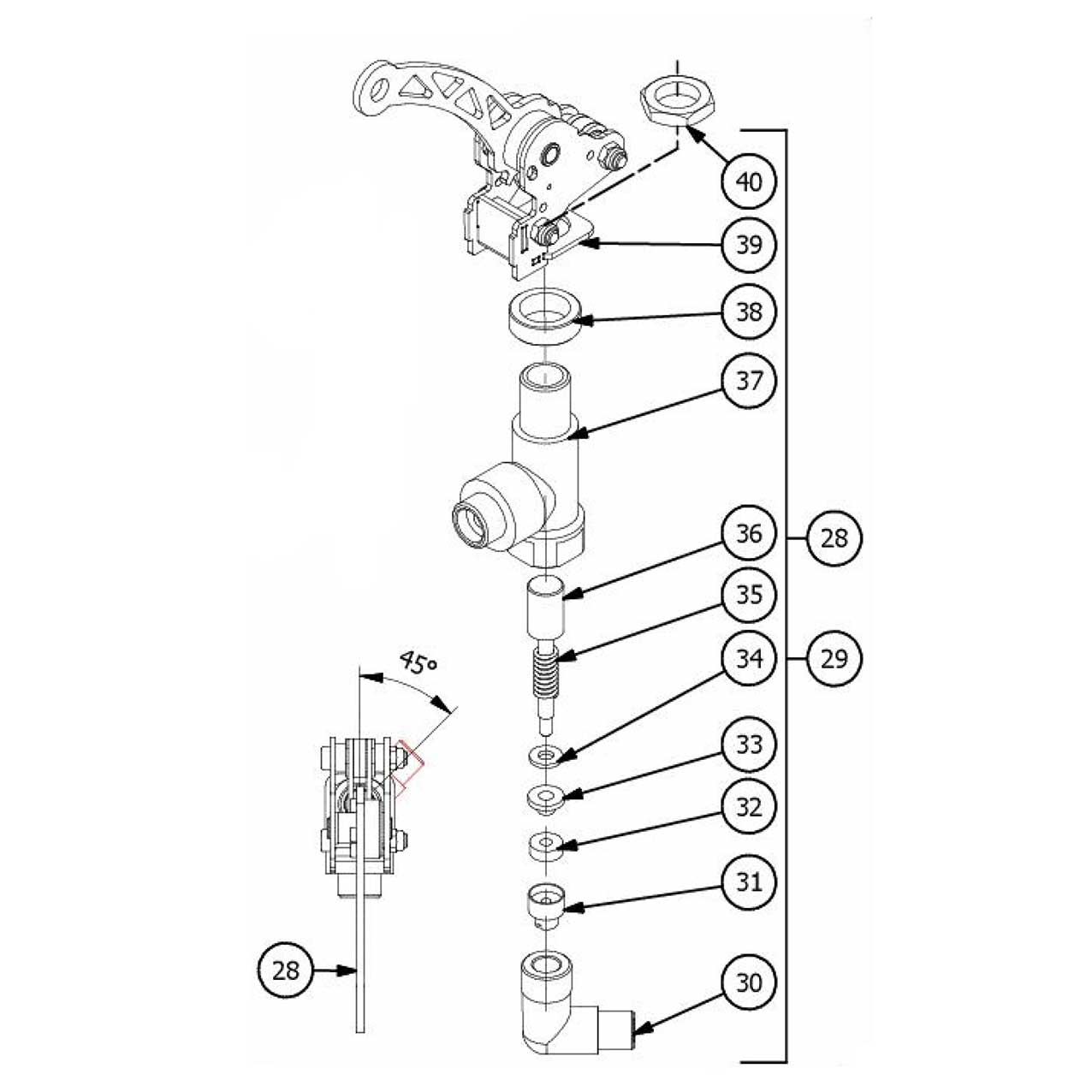 5960520 Complete Control Lever Steam Right